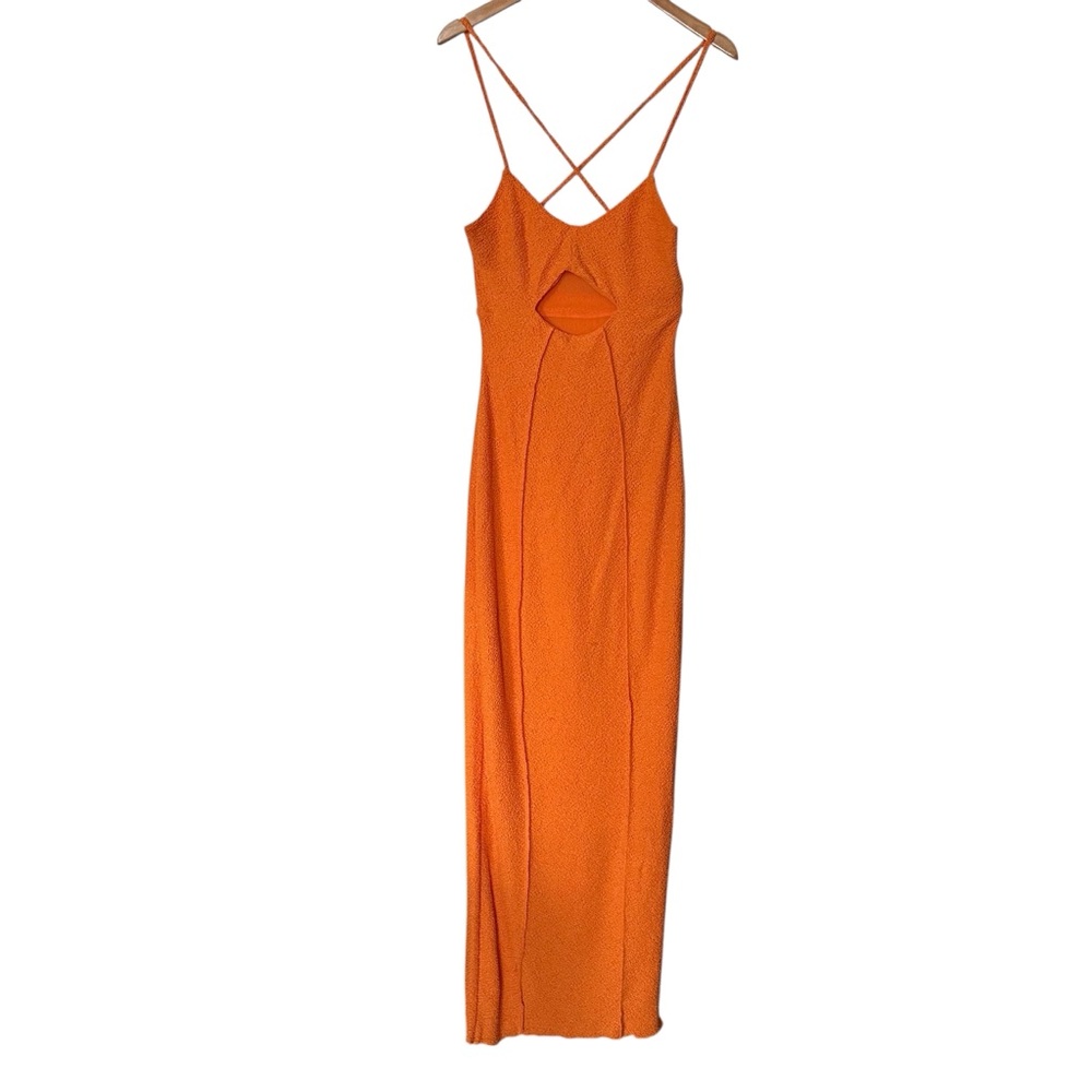 Naked Wardrobe Hourglass Cutout Maxi Dress Large Tropical Summer Vacay Dopamine
